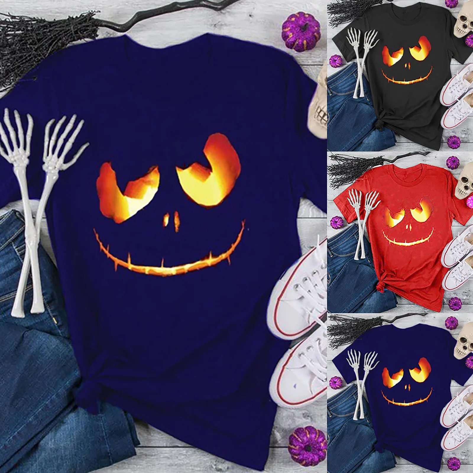 

Thin White Cotton Women Summer Tops Loose Halloween Soft Causal Short Sleeve T-shirt Blouse Blouse And Shirt