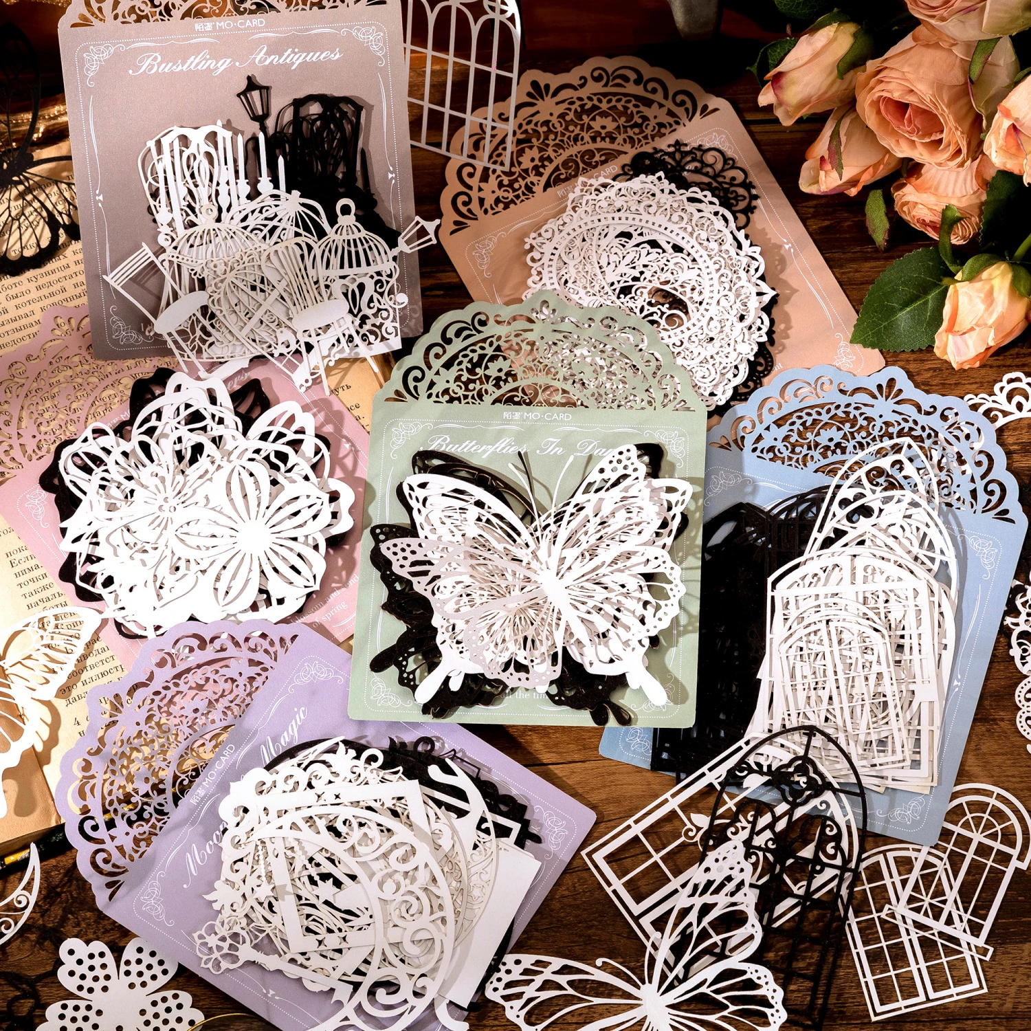 

20 pcs/pack Hollow out Decorative card Lace Butterfly Decorative hand made Scrapbooking Diary Album Diy junk journal supplies