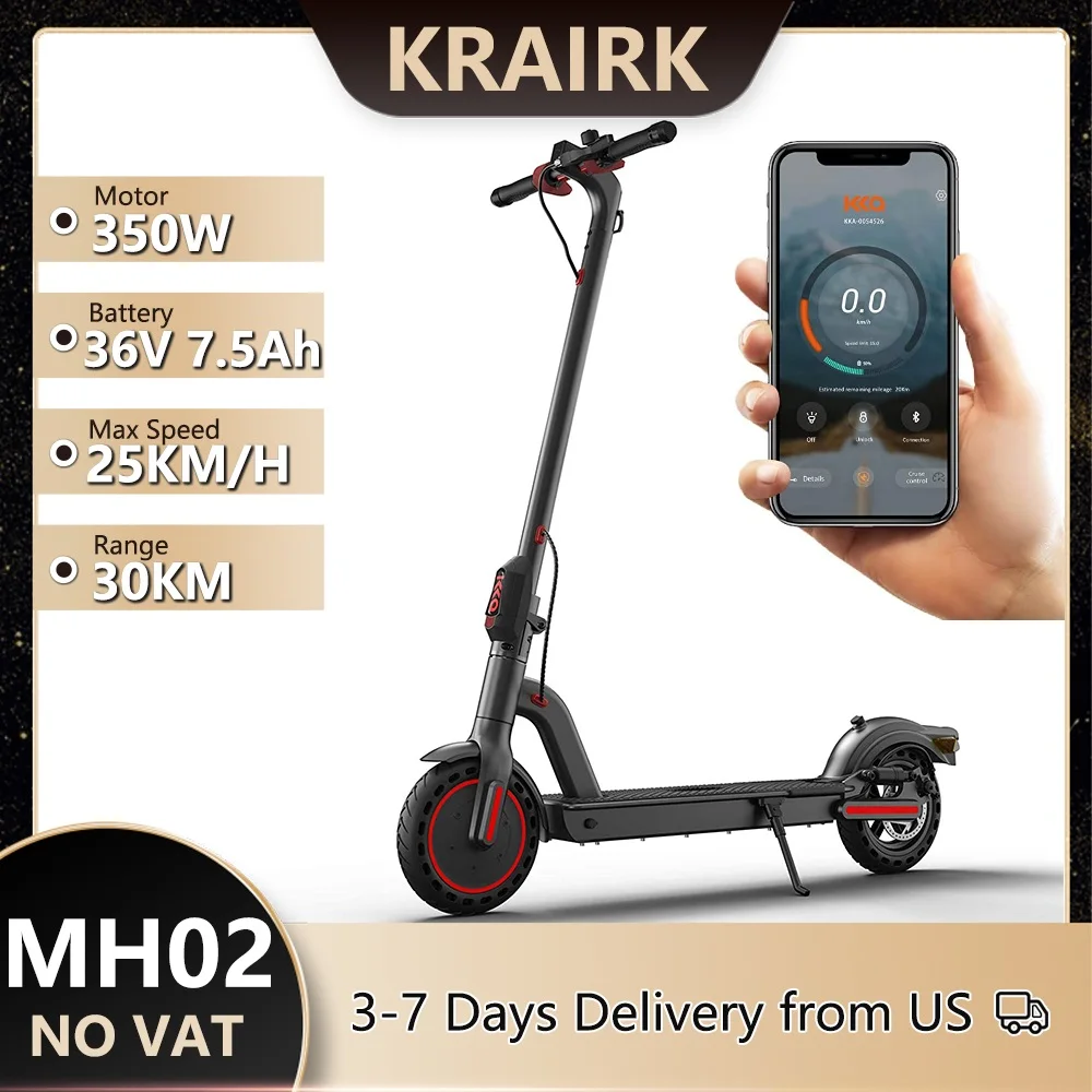 

350W Adults Electric Scooter 36V 7.5Ah 25KM/H Max Speed Foldable Smart eScooter Outdoor Commuting Electric skateboard with APP
