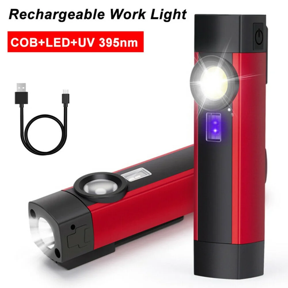 

Portable Flashlight 4 Mode LED COB USB Rechargeable Work Light Mechanic Inspection Lamp Hand Torch For Camping Cycling Hunting