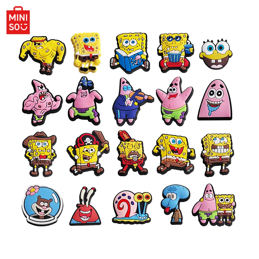 MINISO Губка Боб Квадратные штаны 20 шт. подвески для обуви с героями мультфильмов