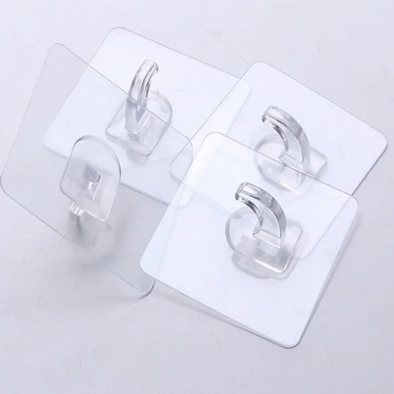

6Pcs Transparent Self Adhesive Hook Door Wall Strong Hangers Towel Mop Handbag Strong Holder For Kitchen Bathroom Accessories