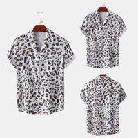 sexy leopard print mens hawaiian shirt 2022 summer new short seleeve quick dry beach shirts men holiday aloha rock party shirt