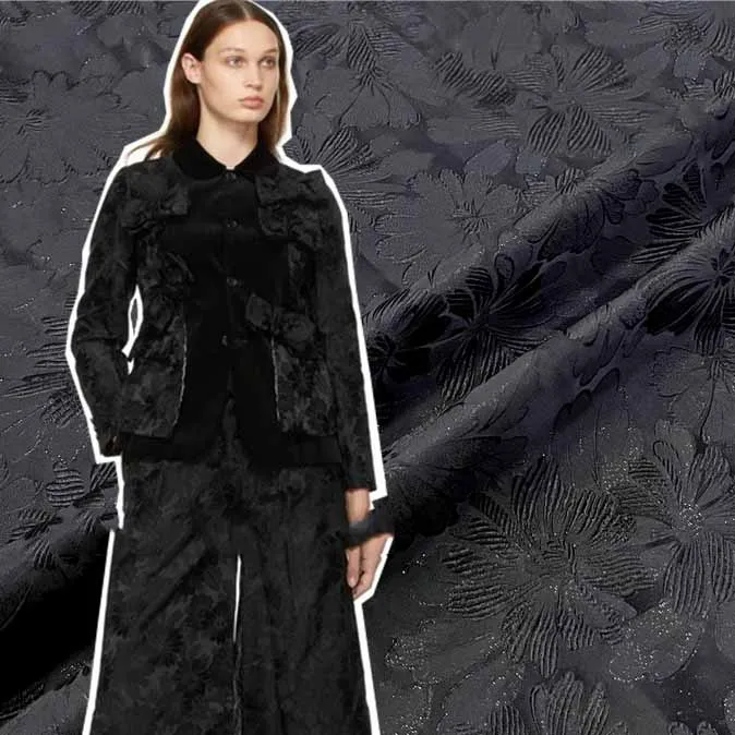 

European and American elegant gold silk three-dimensional relief dark pattern yarn-dyed jacquard dress fashion brocade fabric