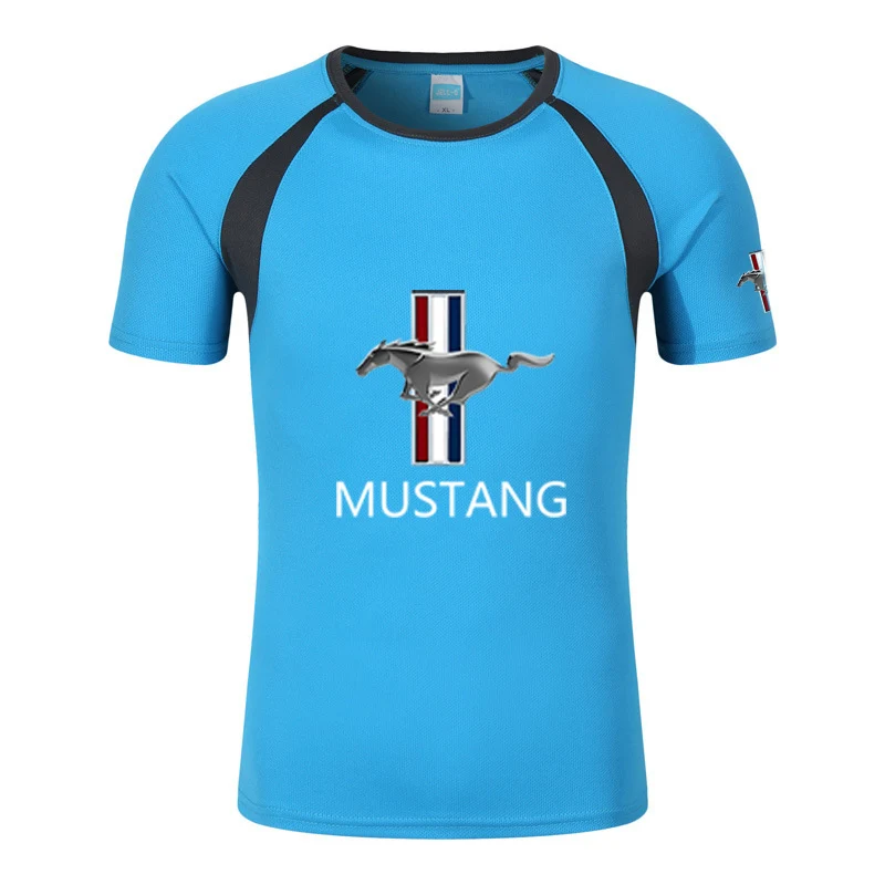 

Ford Mustang 2023 clothing men's summer new fashion casual eight-color short sleeve comfortable breathable round.