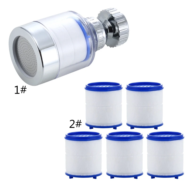 

5Pcs/1Pc Faucet Anti-splash Filter Nozzle Water Saving Aerator Rotatable Tap Extender Adapter with Water Purification Function