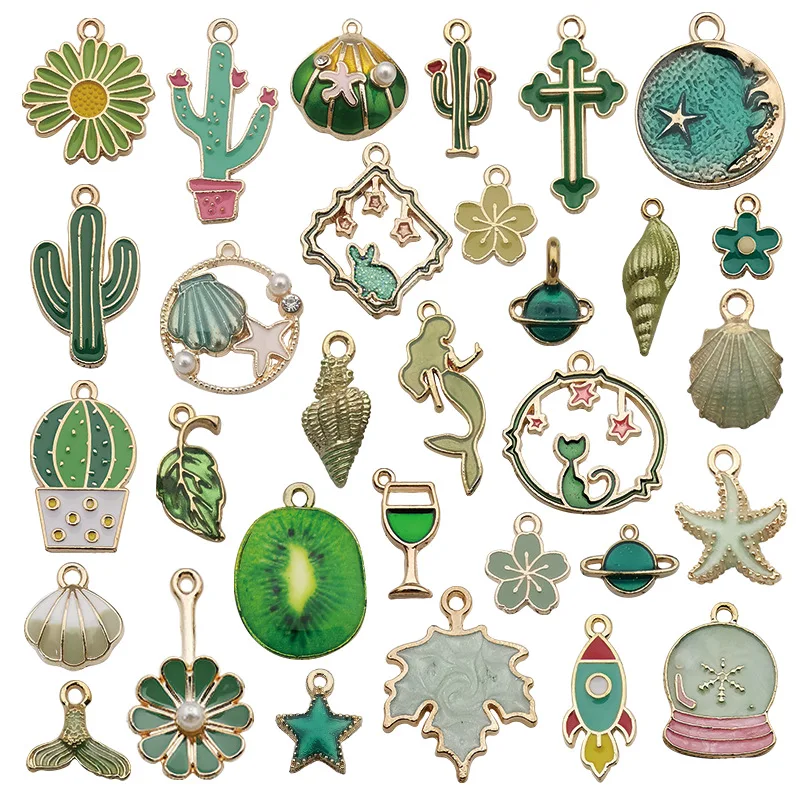 

31/40Pcs Earrings Bracelet Necklace Pendant DIY Accessories Mixed Cute Animals Plants Flowers Enamel Charms for Jewelry Making
