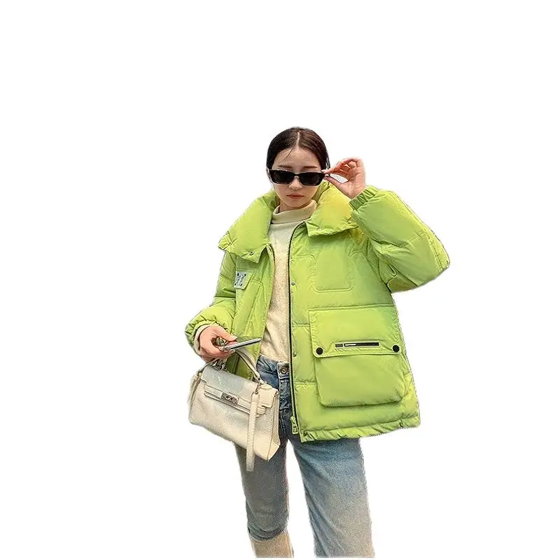 

Fashion Coats Woman Winter 2022 Stand-up Collar New Bread Coat Korean Version Loose Down Cotton Coat Women's Mid-Llength Jackets