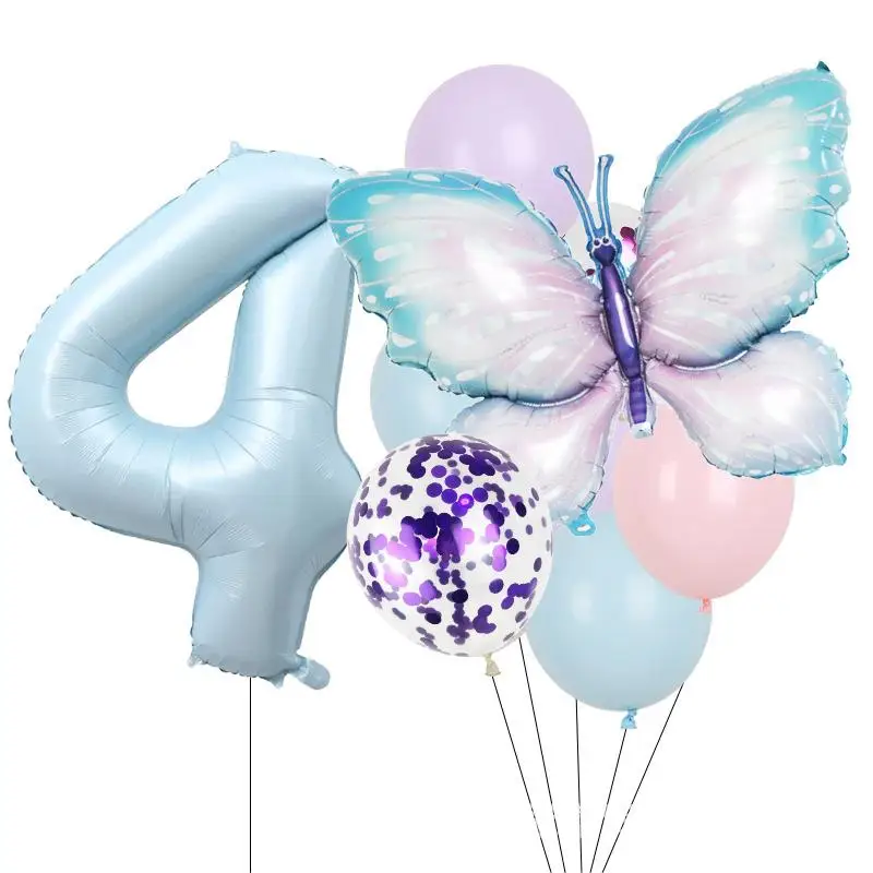 Воздушные шары для дня рождения бабочки Blue Age № 1 2 3 4 5 6 дети год юбилейные товары 10