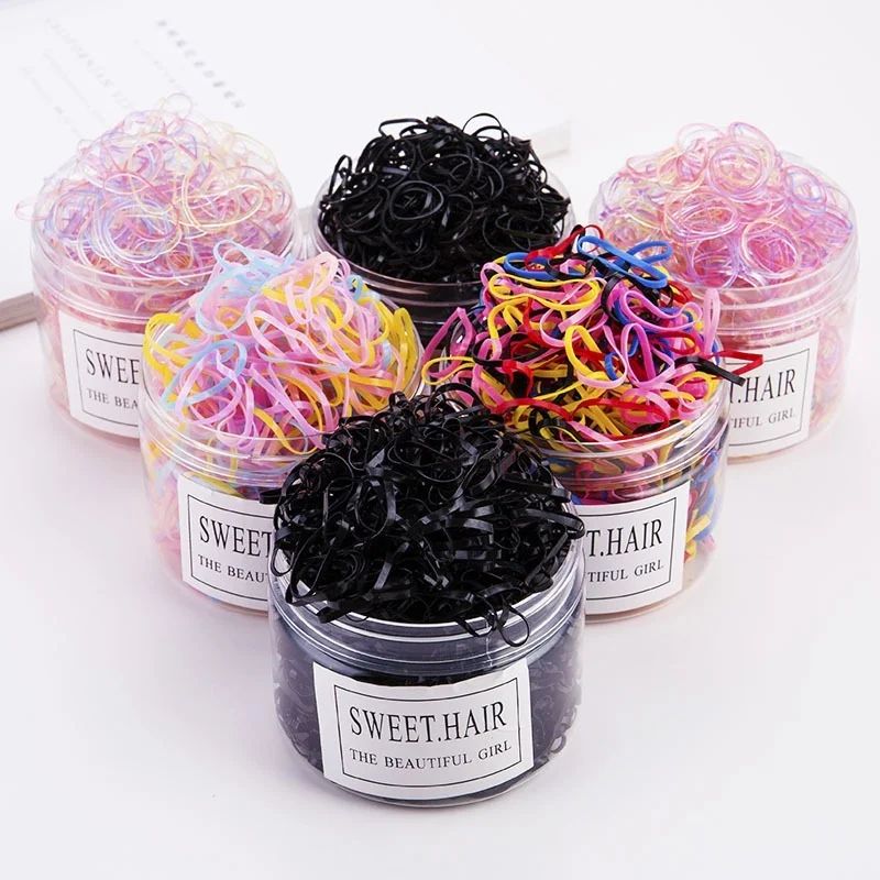 

1000PCS/Set Girls Cute Ring Disposable Elastic Hair Bands Children Scrunchies Ponytail Holder Rubber Bands Kids Hair Accessories