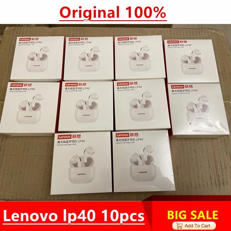 

Original Lenovo Lp40 10pcs Wholesale Bluetooth Headset 5.0 Immersive Audio High Fidelity TWS with Microphone Touch Control