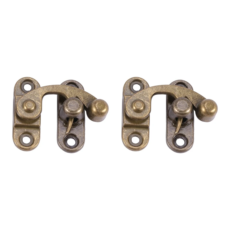 

33Mmx29mm Jewelry Box Hasp Hook Lock Latch Antique Brass Color 2Pcs