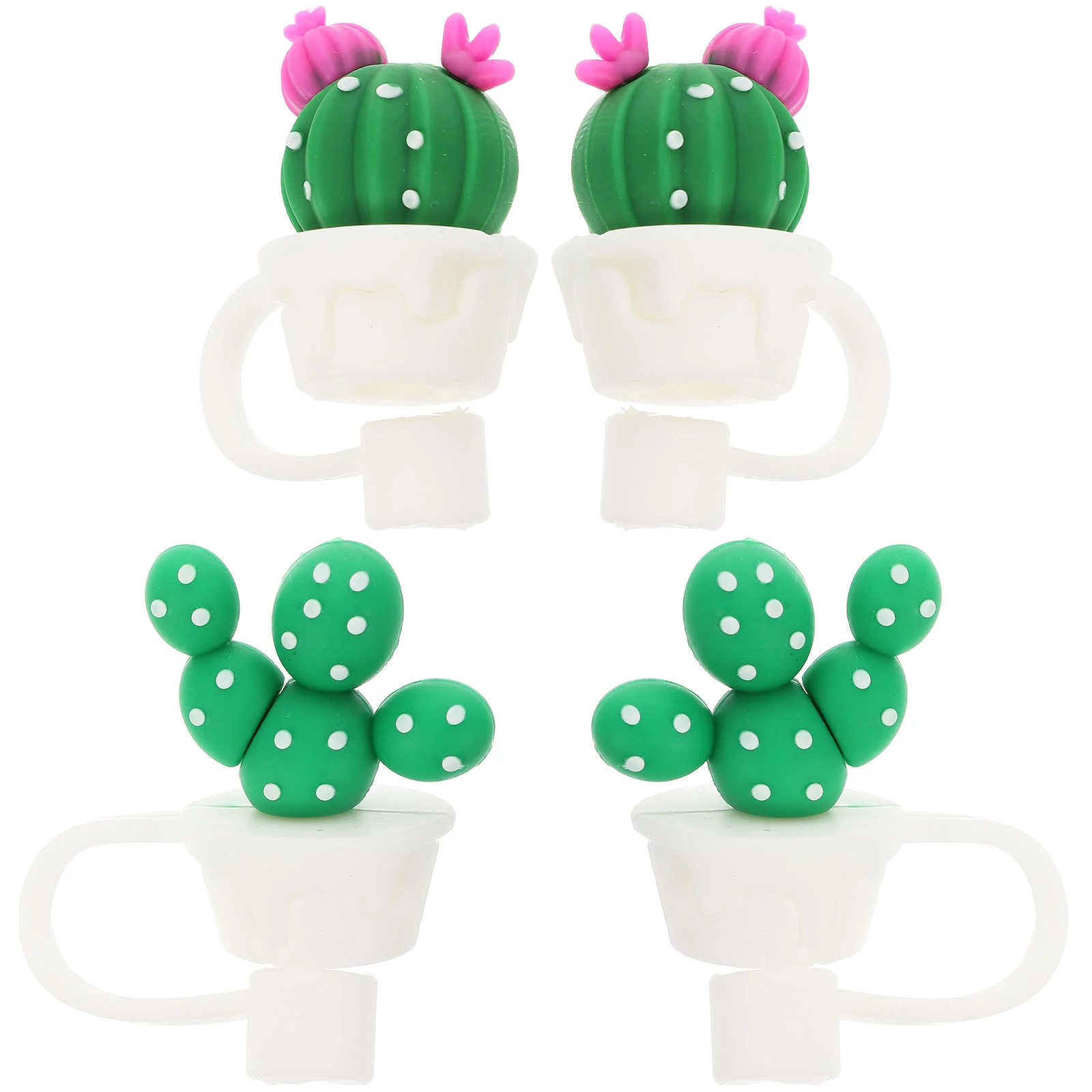 

4 Pcs Cactus Straw Plugs Topper Beer Accessories Cover Cute Tip Protector Pvc Lid