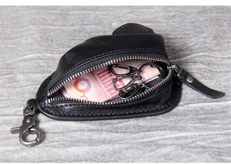 Retro fashion personality high-quality natural genuine leather motorcycle key bag ladies and men's general daily coin purse