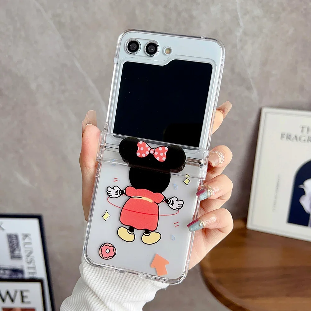 Cute Cartoon Mickey Minnie for With Widgets Magsafe Magnetic Bracket Phone Case Samsung Galaxy S23 S24 Plus Ultra 5G Cover