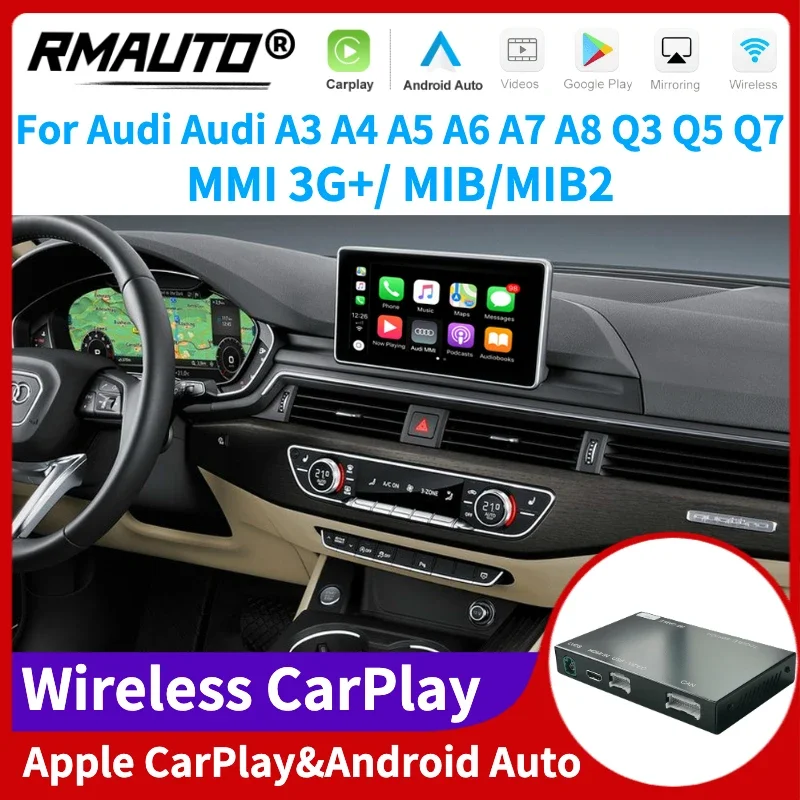 

RMAUTO беспроводной Apple CarPlay MMI MIB для Audi A3 A4 A5 A6 A7 A8 Q3 Q5 Q7 Android Авто зеркальная ссылка AirPlay Поддержка обратного изображения