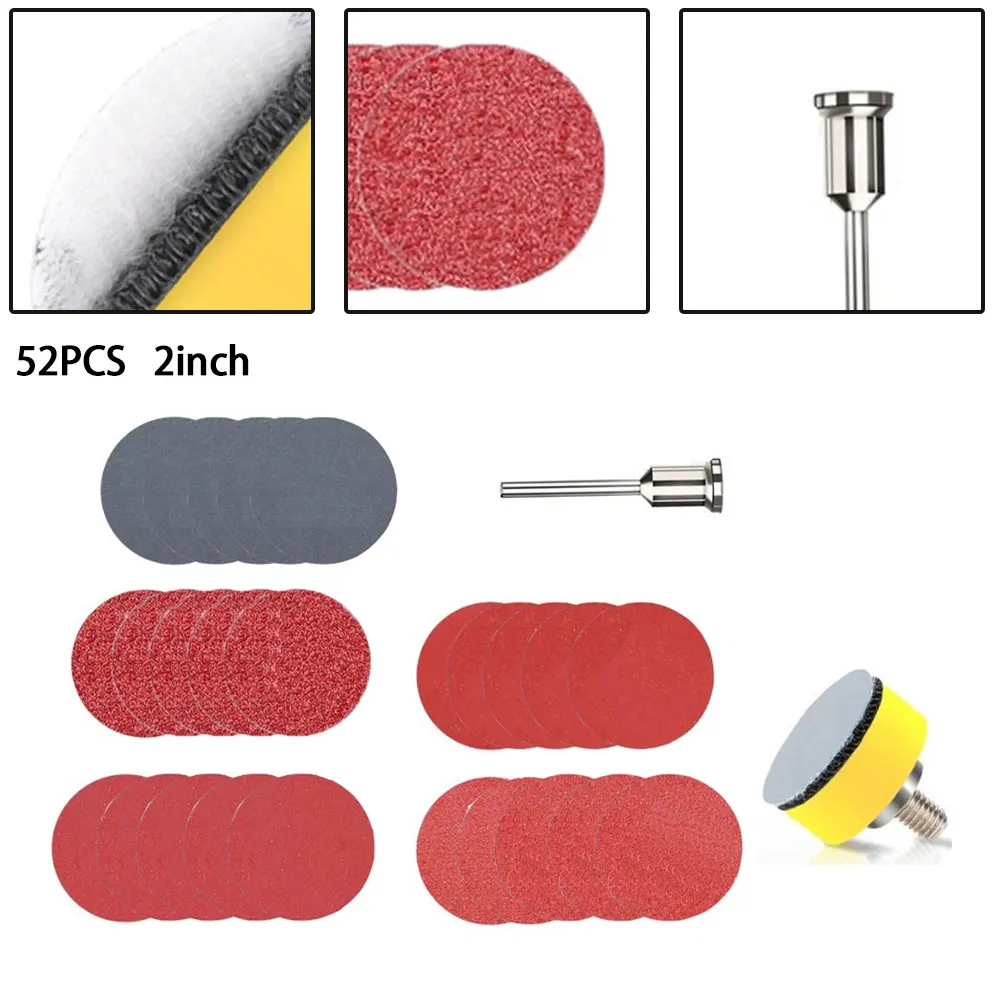 

52PCS Sandpaper Disc Kit 25mm/1inch Polishing Wheel With Abrasive Pad Sander Tool Dremel Accessories 100# 180# 240# 1500# 3000#