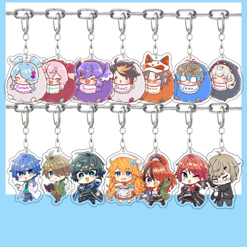 

Cute Anime Keychain Women Vox Shu Mysta Luka Ike Nijisanji Luxiem Key Chain Man Kawaii Acrylic Key Ring Bag Pendant Accesorios