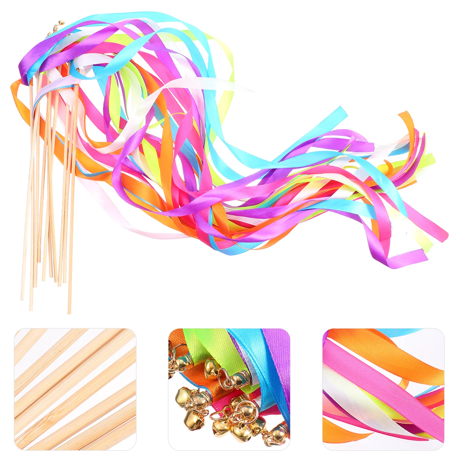 

Sticks Wedding Ribbon Streamers Fairy Party Dance Ribbons Rainbow Supplies Color Mix Silk Wands Chromatic Stick Wish Wand