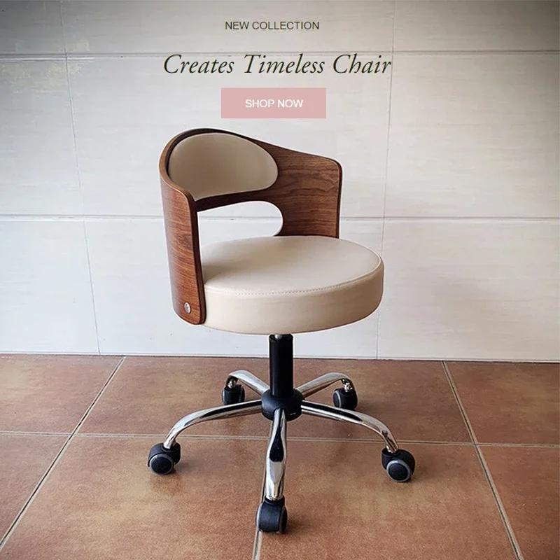

Solid Wood Small Computer Chair Simple Desk Student Chair Lift Study Room Chair Home Backrest Beauty Manicure Swivel Chair