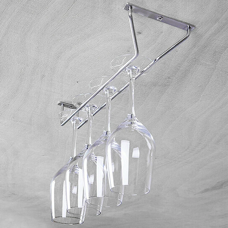 Wine Glasses Rack Champagne Cup Holder Stainless Steel Kitchen Bar Storage Organization Racks Wine Glass Upside Down Cup Holders