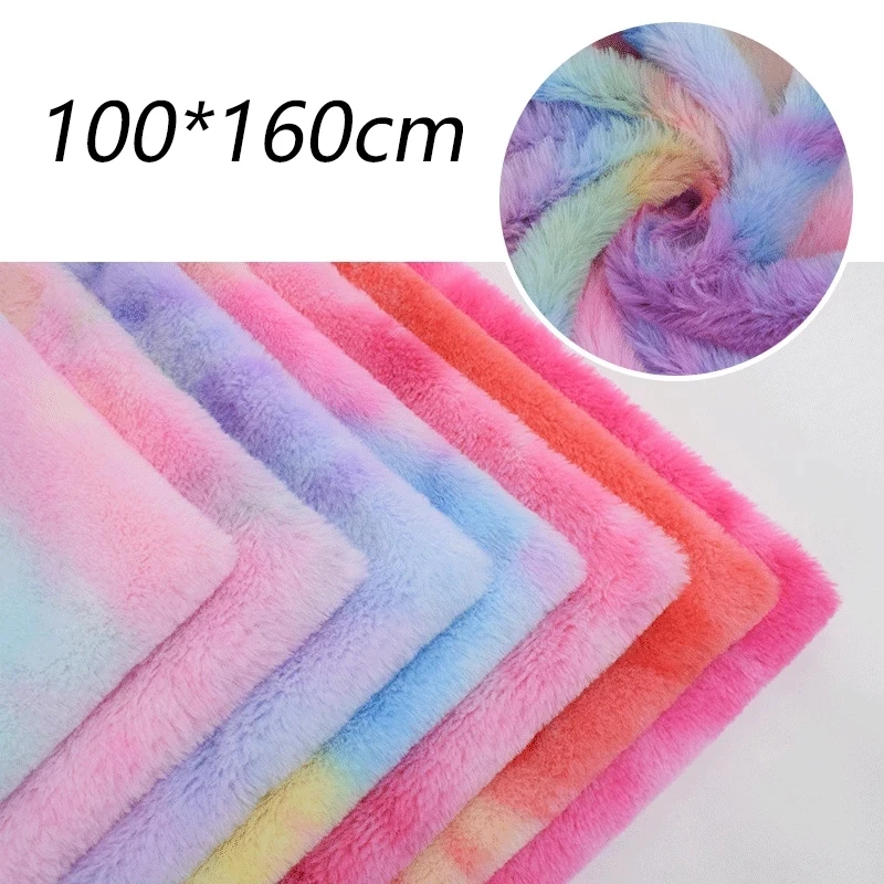 100x160 см Радужная градиентная искусственная кроличья плюшевая меховая ткань для
