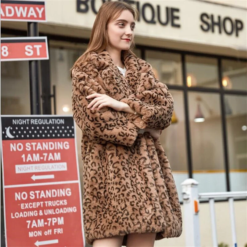 Autumn faux mink leather jacket womens leopard print fur leather coat women jackets suits collar jaqueta de couro fashion