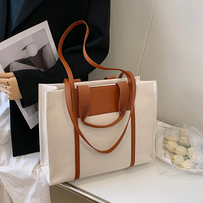 

Большая вместительная Холщовая Сумка-тоут, модная сумка через плечо для женщин и Новинка 2023, Повседневная роскошная дизайнерская брендовая оригинальная сумка для покупок