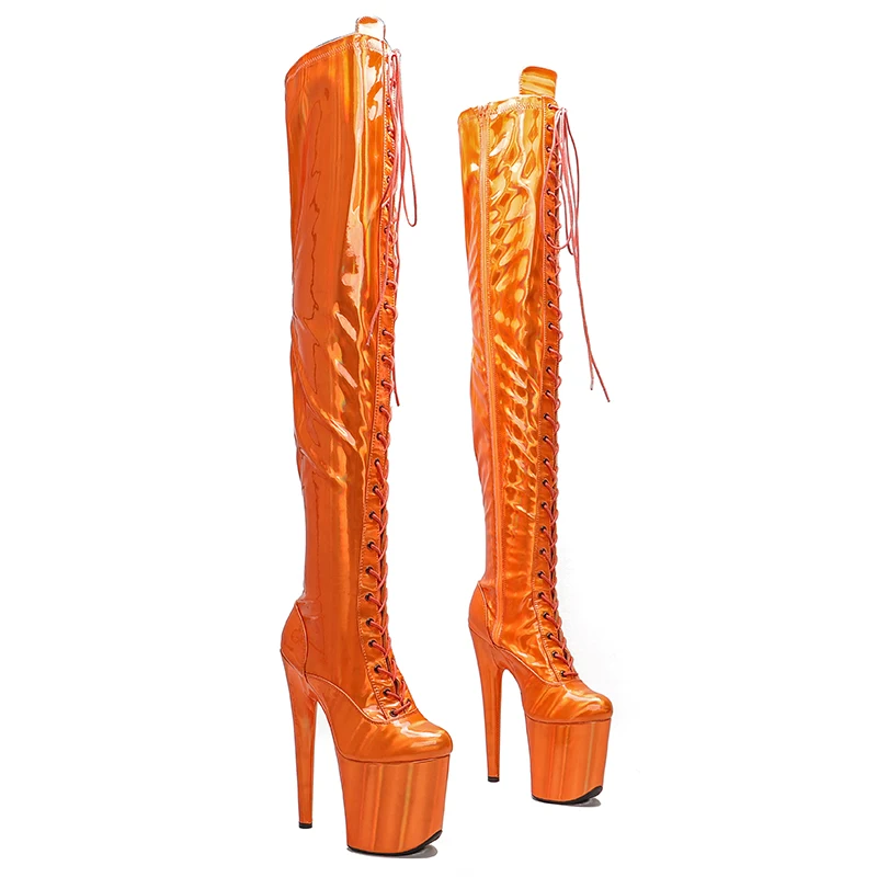 

Leecabe 20CM/8inches Shiny PU Upper Exy Exotic Young Trend Fashion Boots High Heel Platform Pole Dance Boot