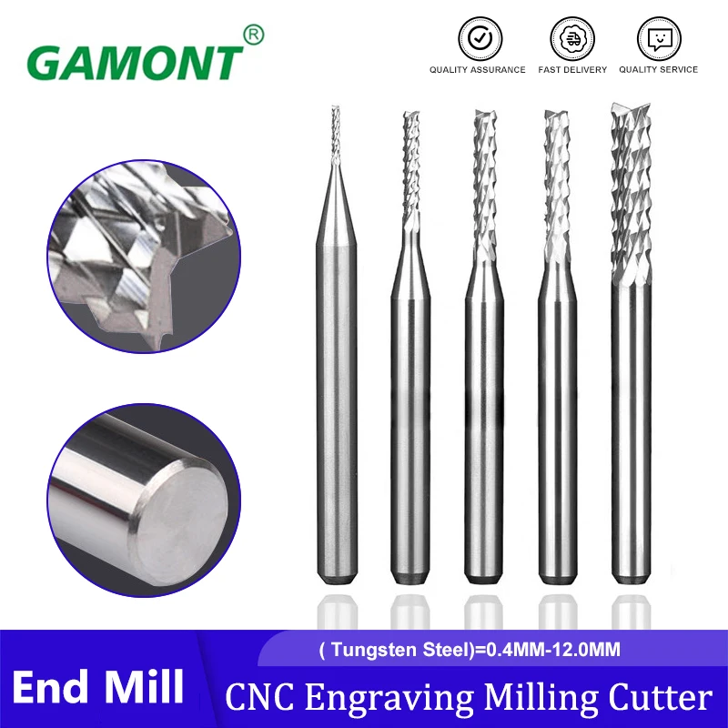 

PCB Milling Cutter End Mill GAMONT Tungsten Steel Corn Milling Cutter Cnc Engraving Cutting Milling Tool Spiral Engraving Cutter