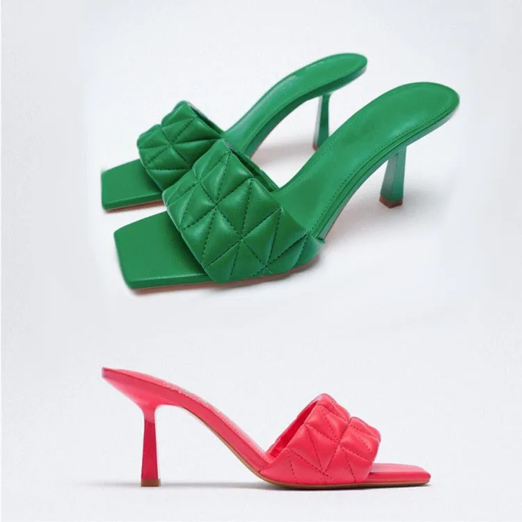 

Шлепанцы женские разноцветные, повседневные туфли на высоком каблуке, заостренный носок, роскошные Тонкие тапочки, сланцы