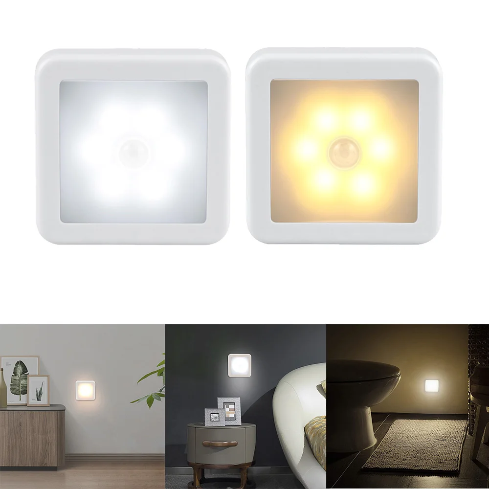 Motion Sensor LED Night Light Smart USB Charging Battery Operated WC Bedside Lamp For Room Hallway Pathway Toilet Home Lighting