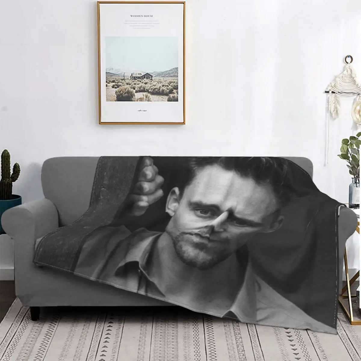 

Tom Hiddleston-colcha a cuadros para cama, 1 manta