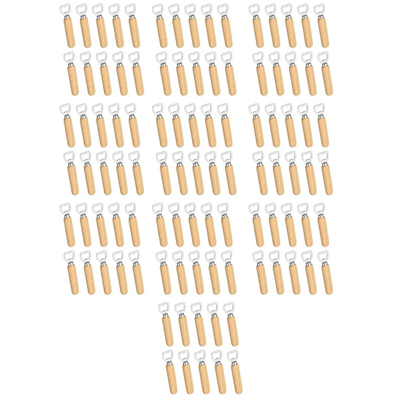 

100Pcs/Set Bartender Bottle Opener Rubber Wood Handheld Wine Beer Soda Glass Cap Bottle Opener For Home Kitchen Bar