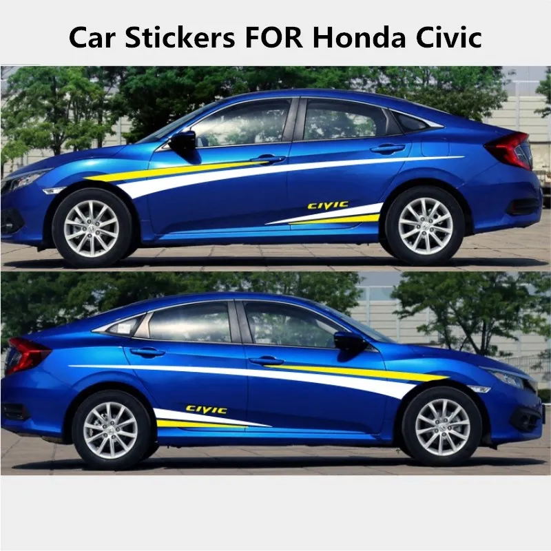 

Автомобильные наклейки для Honda Civic 2016-2022, Внешнее украшение, модификация, спортивные наклейки на заказ, аксессуары