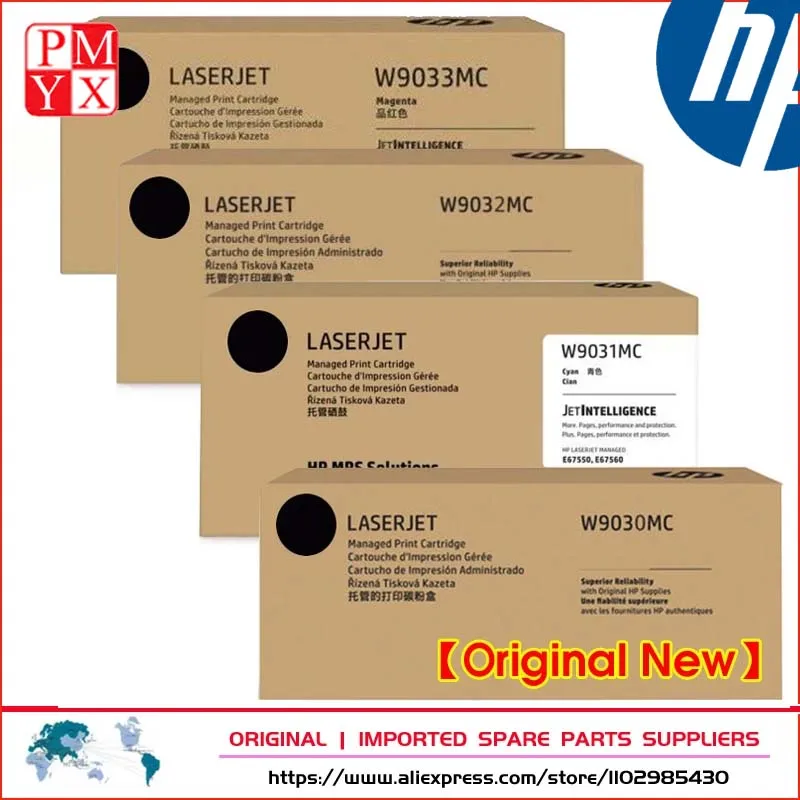 

Original New For HP Color Laserjet Managed E65060 E65050 E67560 E67550 Toner Cartridge # W9030MC W9031MC W9032MC W9033MC