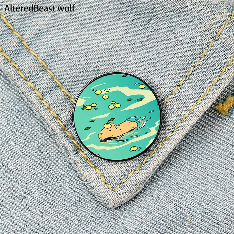 

Capyuzu Cartoon Printed Pin Custom Funny Brooches Shirt Lapel Bag Cute Badge Cartoon Cute Jewelry Gift for Lover Girl Friends