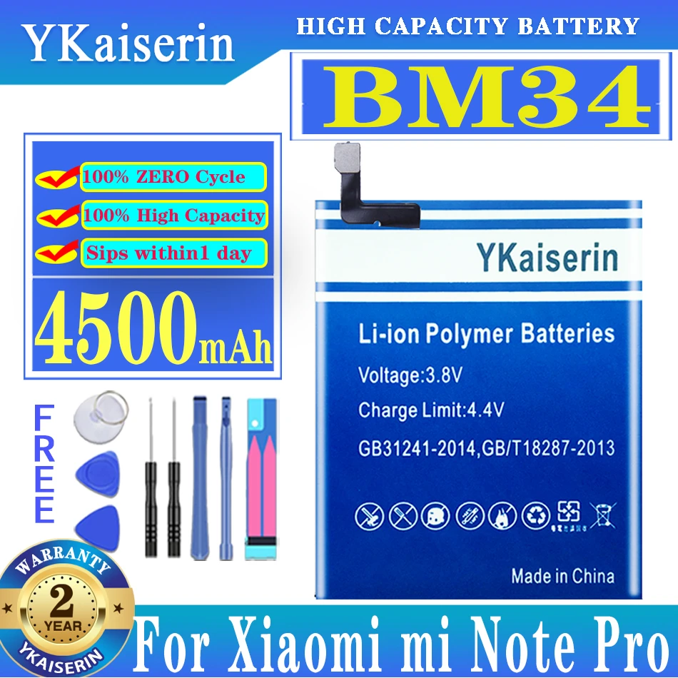 

YKaiserin BM34 4500mAh Replacement Battery For Xiaomi Mi Note Pro NotePro HIGH CAPACITY BATTERY BATTERIJ + TRACK CODE