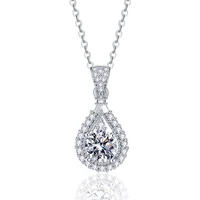 htotoh hot sale 1 carat d color moissanite water drop necklace s925 inlaid diamond pendant for women