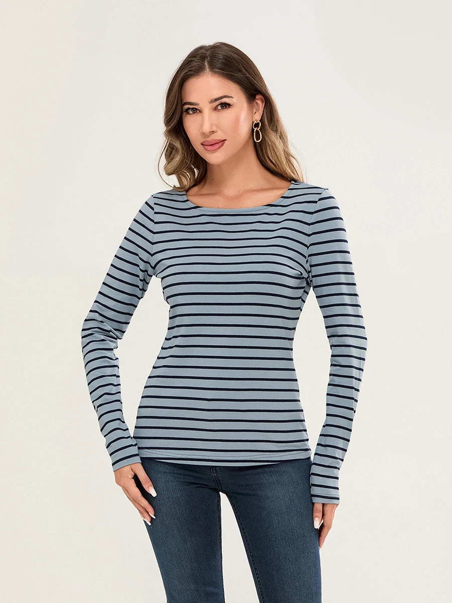 Винтажная полосатая рубашка Y2k винтажная модная футболка с воротником-лодочкой и