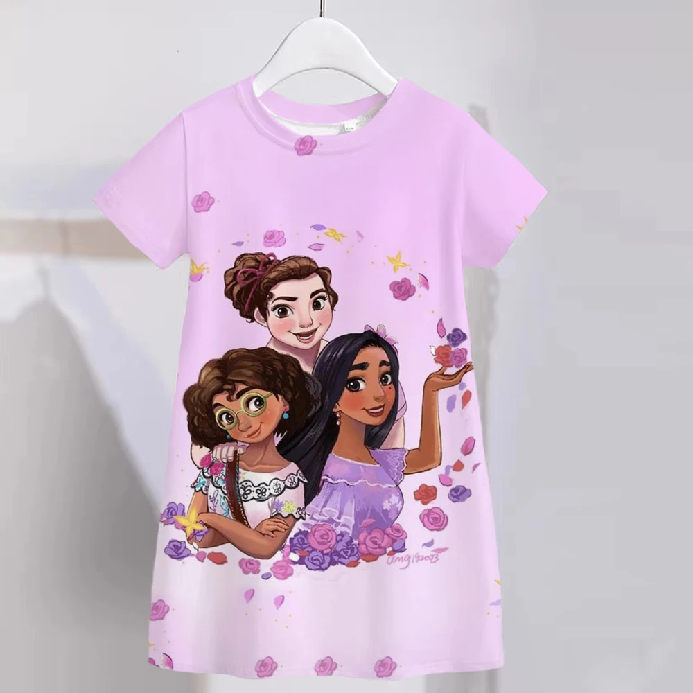 

Disney Movie Beautiful Mirabel Princess Encanto Girls Print T-shirt Dresses Summer Costume Girl Party Wear Clothing Birthday