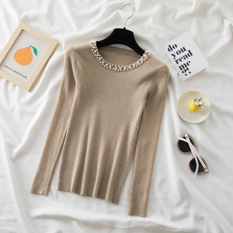 

2023 Autumn Sweater Winter Fashion Women Slim Pullover Office O-Neck Long Sleeve Bottom Sweaters Knit Top Bottoming Pull 28743