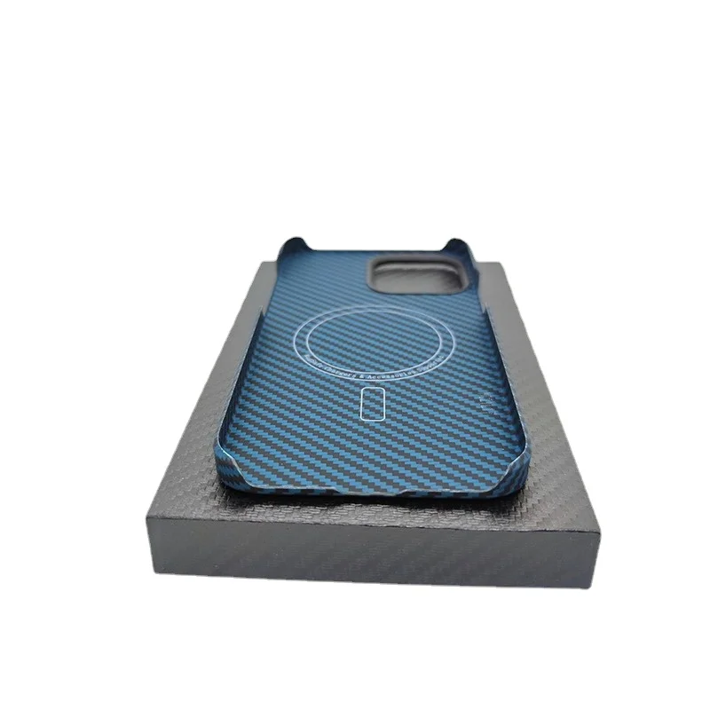 

for iphone 13 pro max case high quality blue Aramid fiber real carbon fiber Magnetic Case for iPhone 13 pro cover