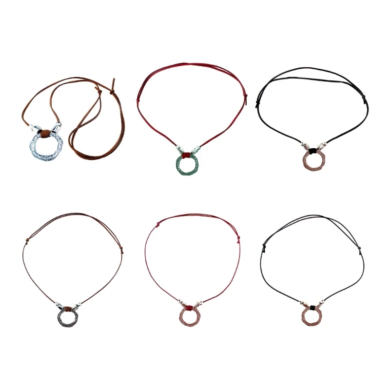 

Dainty Circle Ring Necklace Ethnic Gypsy Pendant Clavicle Chain Choker Hippy
