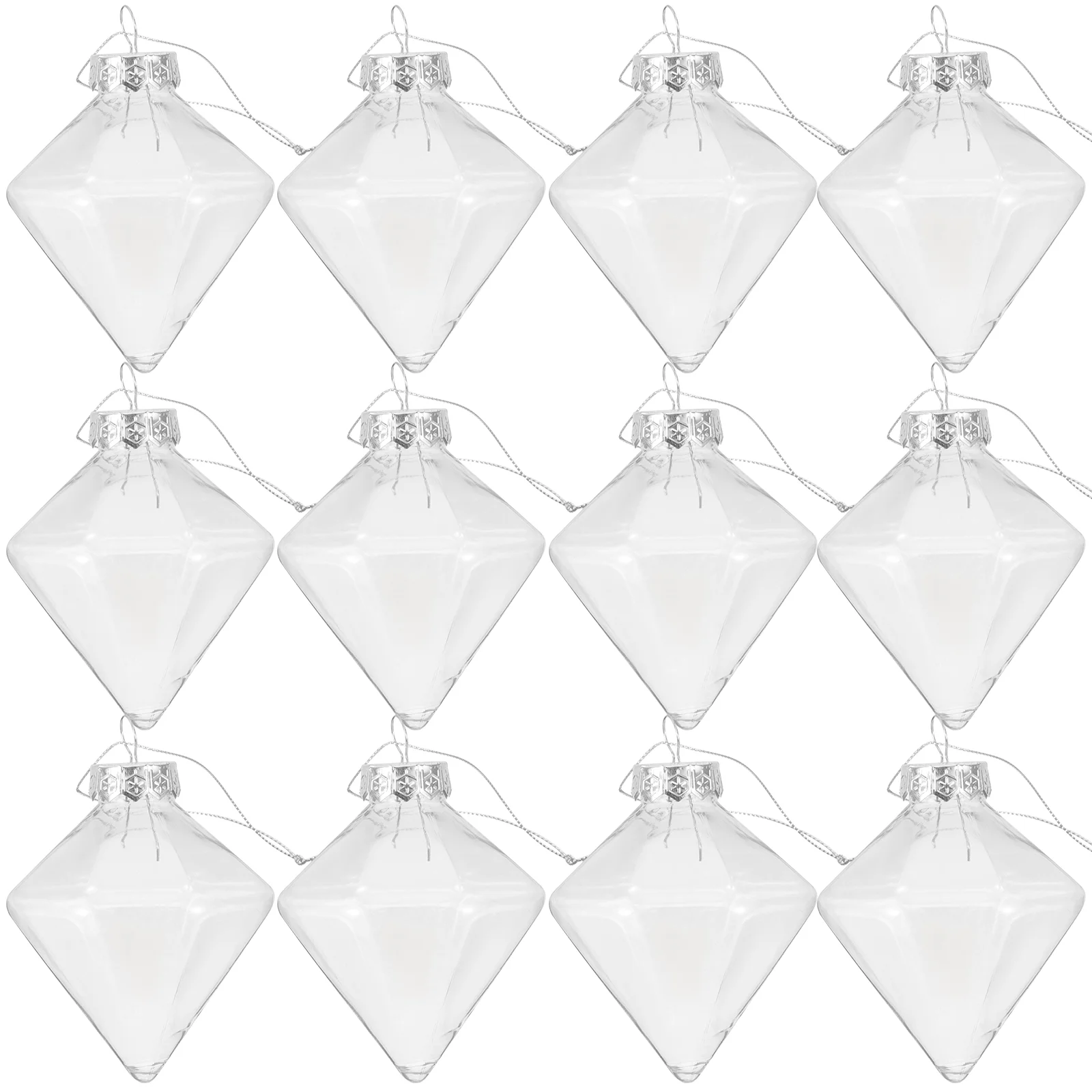 

12pcs Fillable Craft Clear Plastic Ball Christmas Hanging Ball Ornament Creative Shaped Transparent Ball