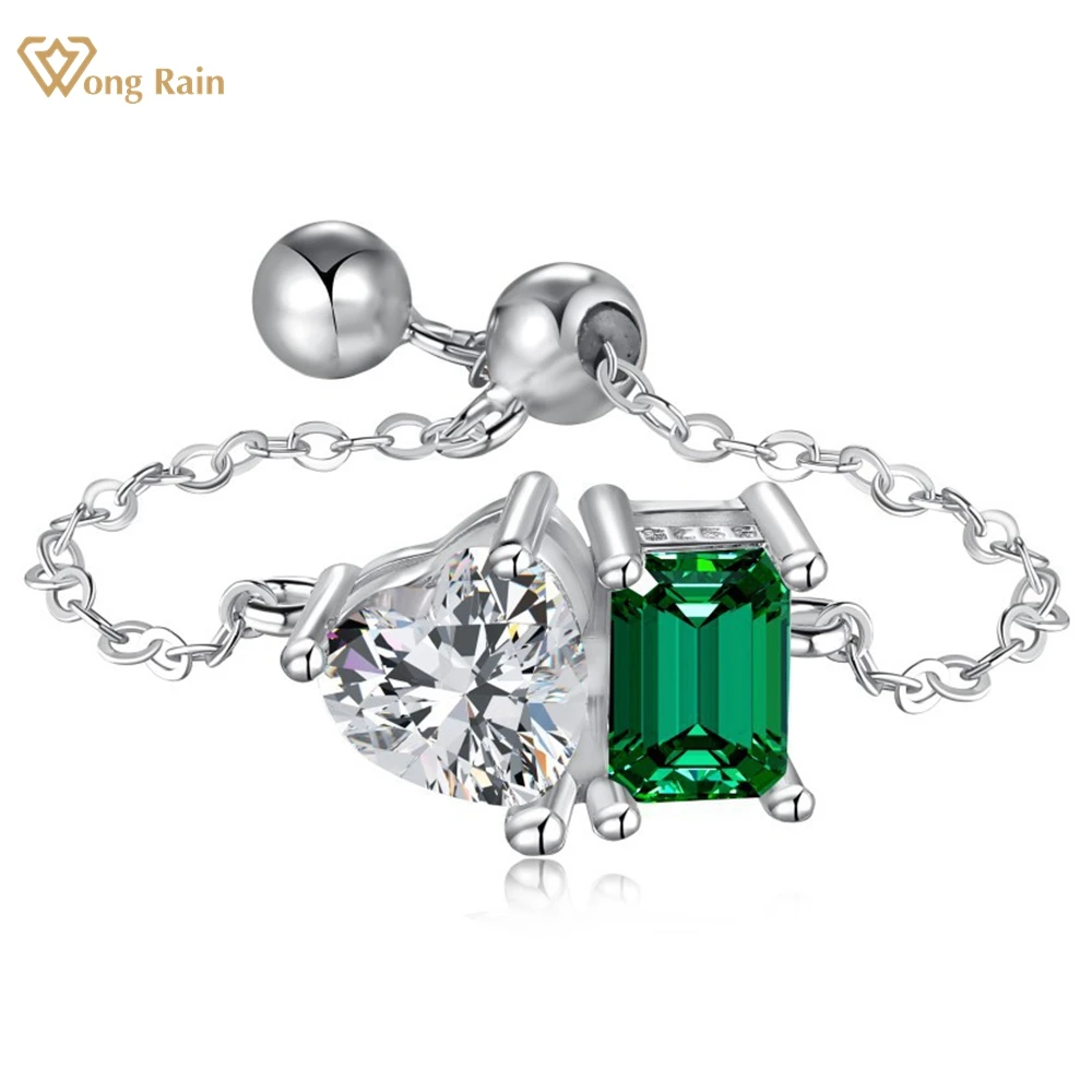 

Wong Rain 18K Gold Plated 925 Sterling Silver Emerald High Carbon Diamond Gemstone Adjustable Ring Jewelry Girls Gifts Wholesale
