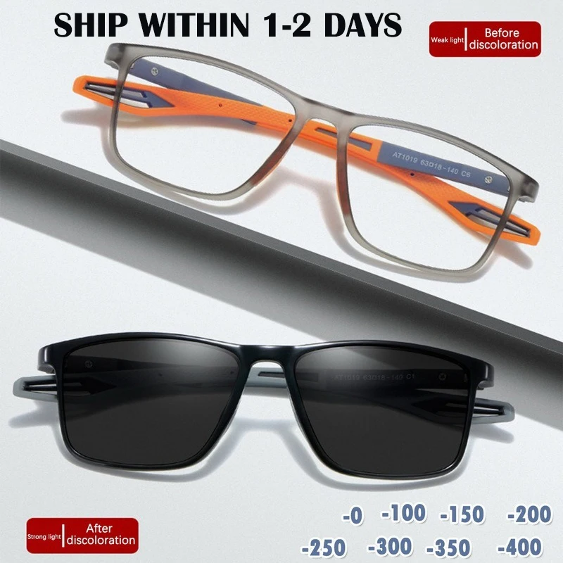 

Фотохромные очки TR90 для мужчин и женщин, мужские очки для близорукости, готовые очки для студентов, Короткие фотохромные очки 0-0,5-1-4,0