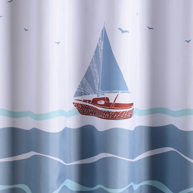 Водонепроницаемая занавеска для душа с изображением мультяшного парусника