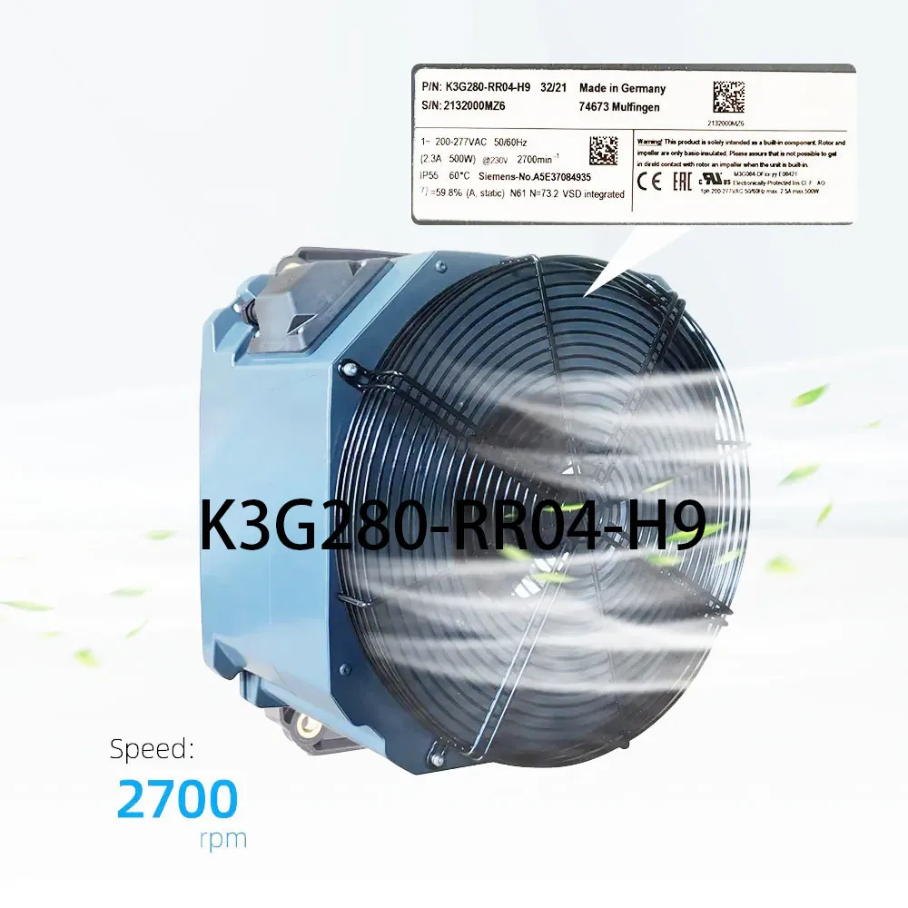 Фото Вентилятор охлаждения осевого двигателя K3G280-RR04-H9 200~277 В переменного тока 520 Вт 2,3 А радиатор Промышленный №3
