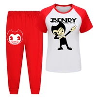 horror bendying and the ink machine costume kids short sleeve tshirt long pants 2pcs set toddler girls outfits boys casaul suits
